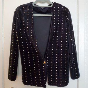 ZARA TRAFALUC Long Sleeve Studded Blazer Jacket Women Black S EUC